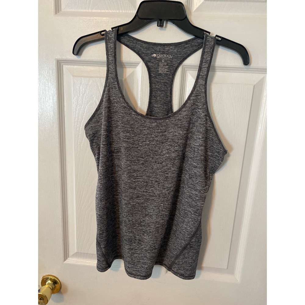 Ideology Womens Racerback Active Tank Top Heather Gray Space Dye‎ Size M